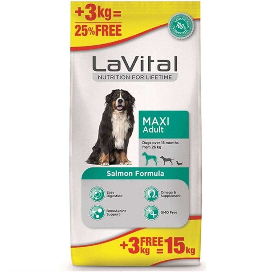La Vital Somonlu Maxi Yetişkin Köpek Maması 12+3 Kg