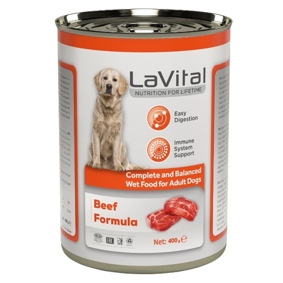 Lavital Biftekli Bağışıklık Sistemi Destekleyici Yetişkin Köpek Konservesi 400 Gr