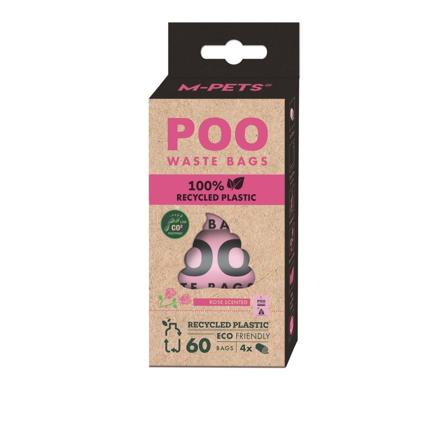 M-Pets 100% Recycled Dışkı Toplama Poşeti 15 Yaprak Gül Kokulu 4lü Paket