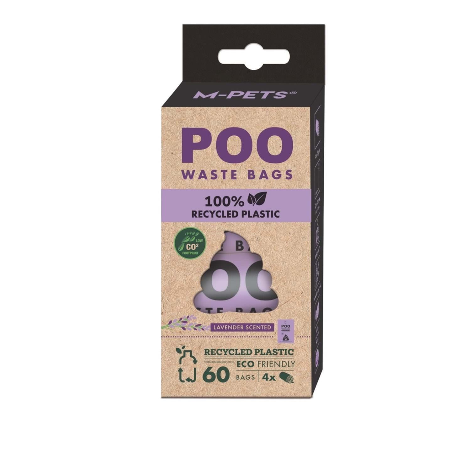 M-Pets 100% Recycled Dışkı Toplama Poşeti 15 Yaprak Lavanta Kokulu 4lü Paket