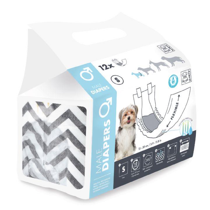M-Pets Diapers Erkek Köpekler İçin Külot (S) 12'li