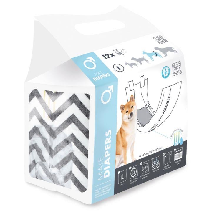 M-Pets Diapers Erkek Köpekler İçin Külot (L) 12'li