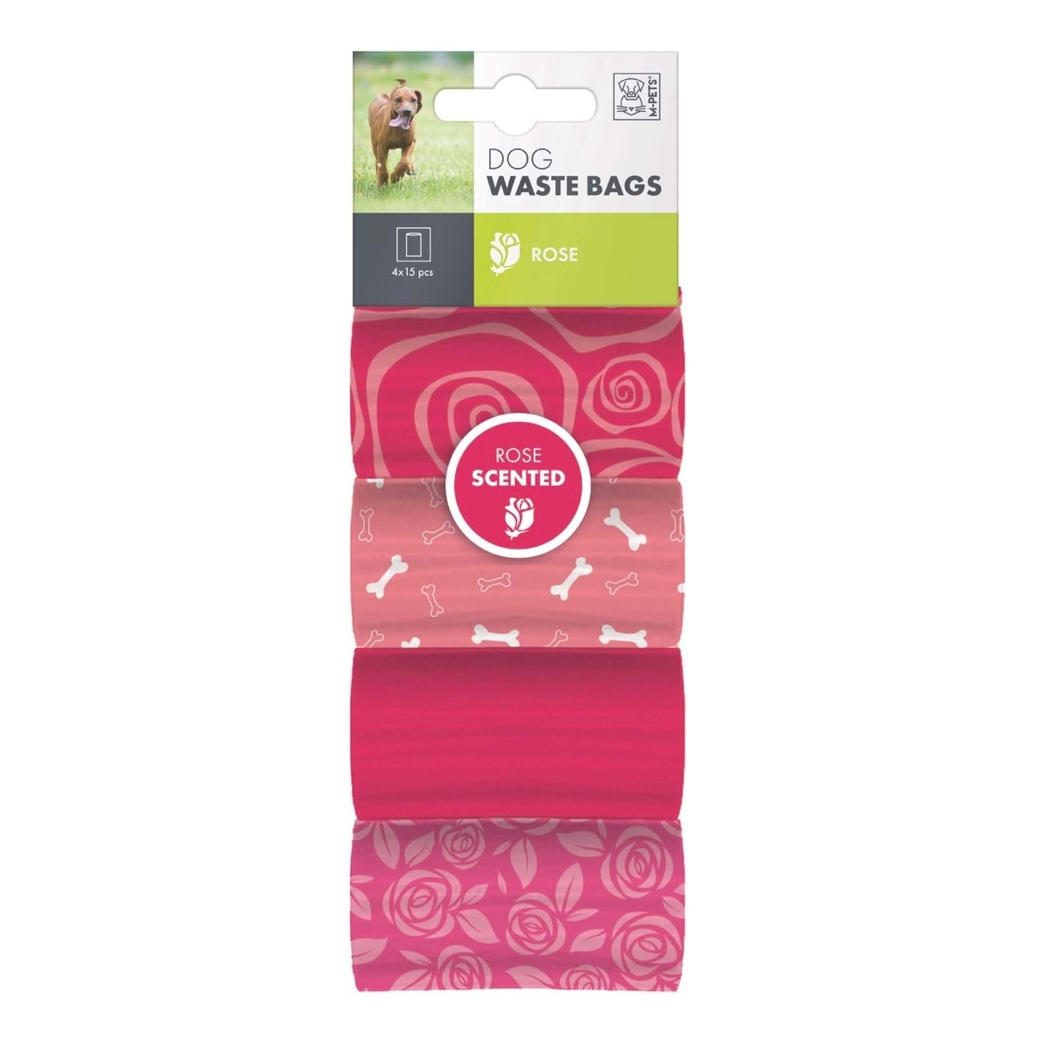 M-Pets Dog Waste Bags – Gül Kokulu Köpek Dışkı Poşetleri (4 Rulo)