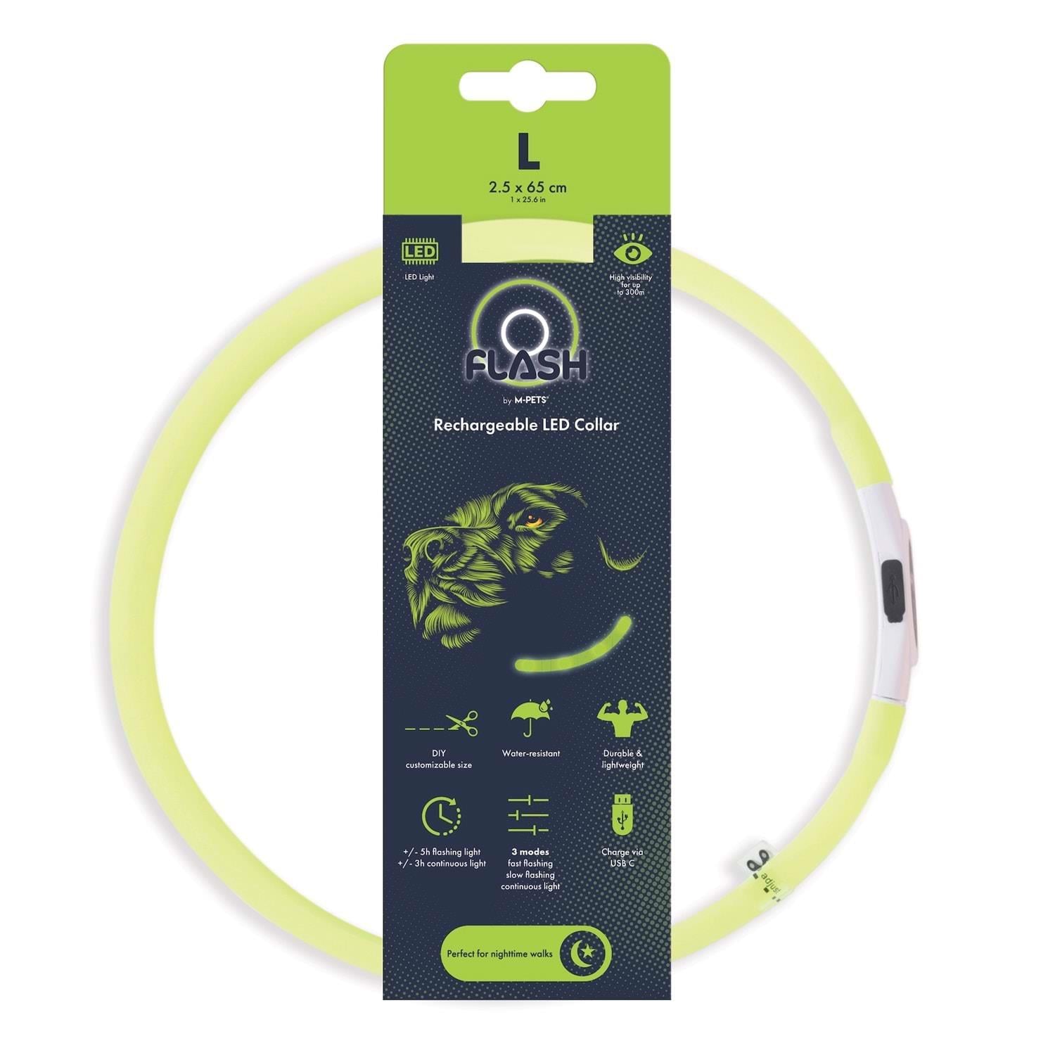 M-Pets Flash Led Boyun Tasma Yeşil (L)