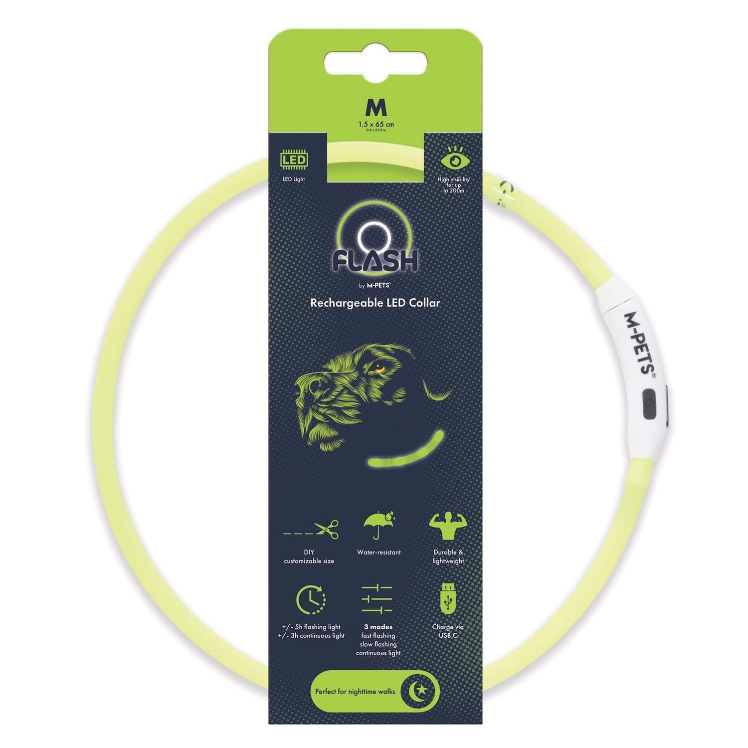M-Pets Flash Led Boyun Tasma Yeşil (M)