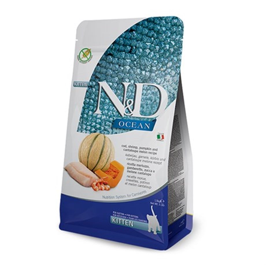 Nd Ocean Balkabaklı Morina Balıklı, Karides & Kavunlu Yavru Kedi Maması 1,5 kg