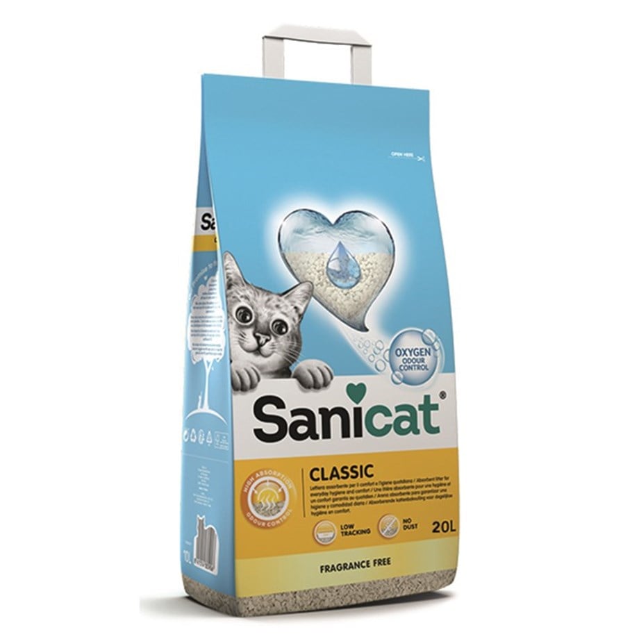 Sanicat Classic Oksijen Kontrollü Topaklanan Kedi Kumu 20 Lt