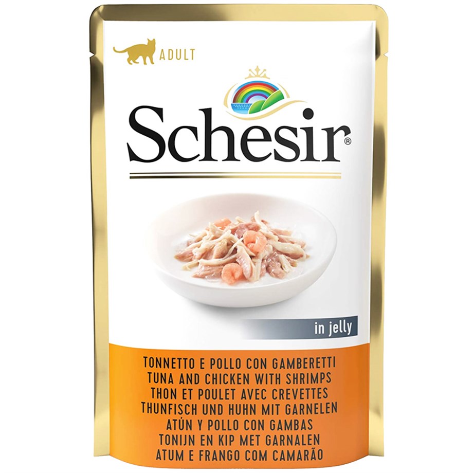 Schesir C578 Jelly Ton Balıklı Tavuk ve Karidesli Kedi Konservesi 100 Gr