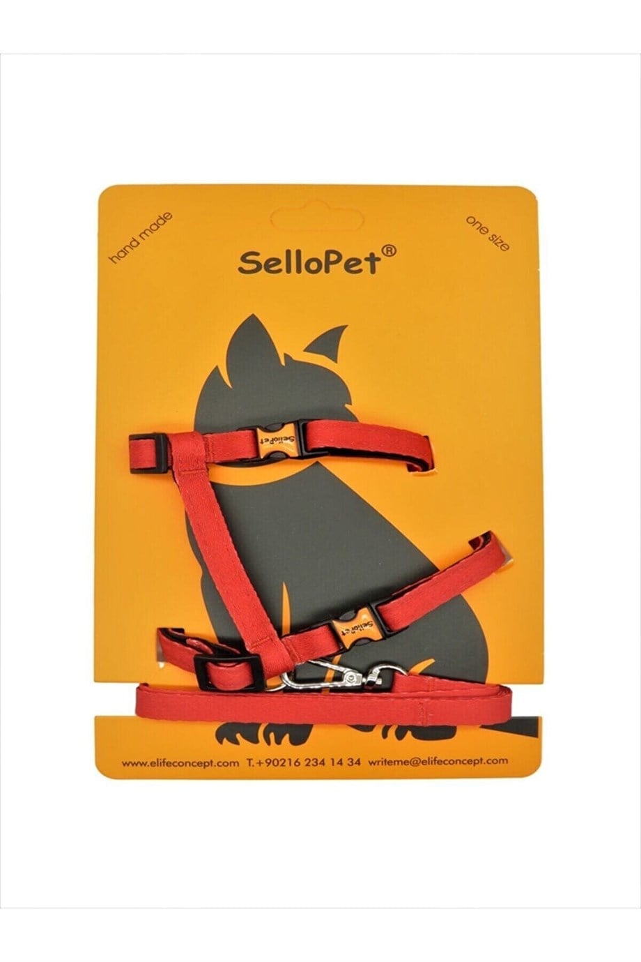 Sellopet Kedi Göğüs Tasması Gezdirme Seti Kırmızı Renk