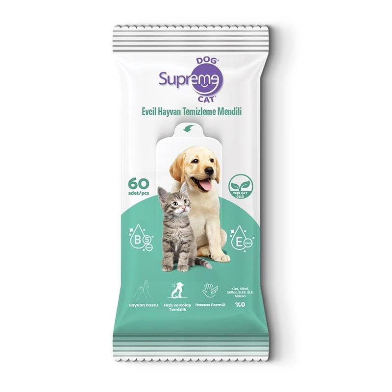 Supreme Cat Dog Evcil Hayvan Temizleme Mendili