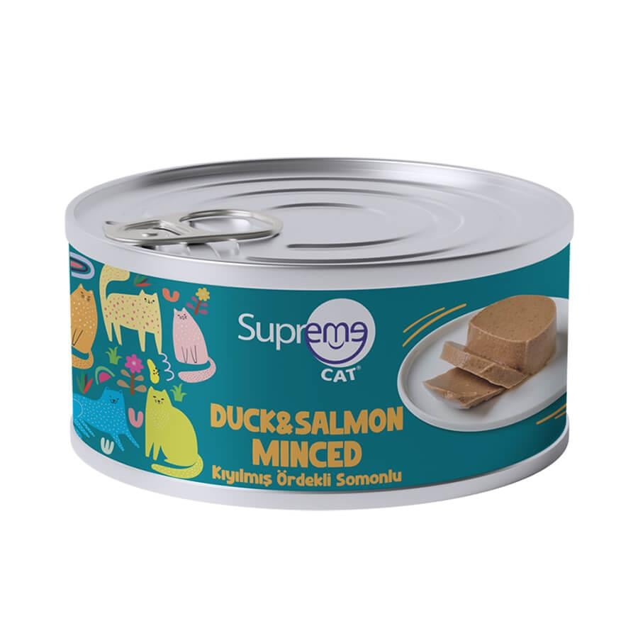 Supreme Cat Ördekli ve Somonlu Kıyılmış Yetişkin Konserve Kedi Maması 85gr