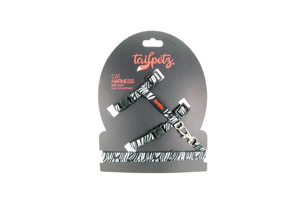 Tailpetz CAT HARNESS ZEBRA