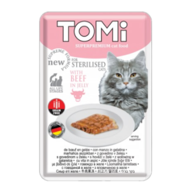 Tomi Kedi Kısırlaştırılmış Dana Tahılsız Pouch 85g Mama
