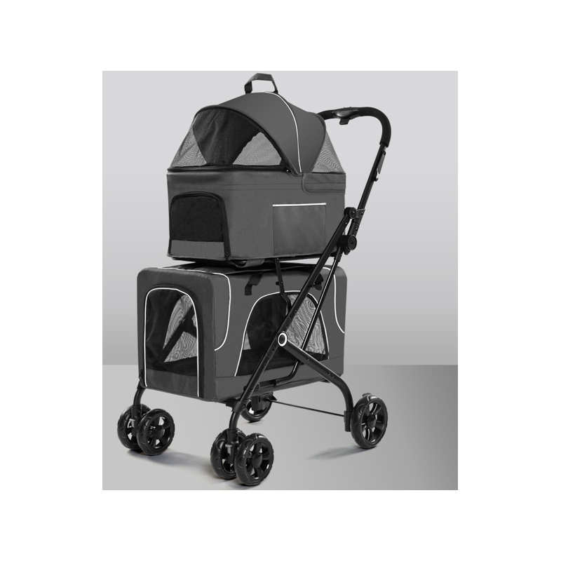 Tommy Çift Katlı Evcil Hayvan Arabası Gri 66*50* 98cm Max 30kg