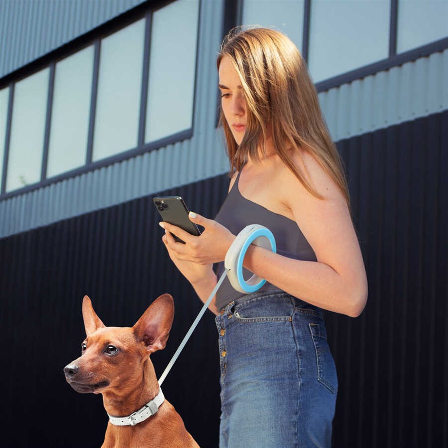 Waudog Bileğe Takılabilen Otomatik Gezdirme Köpek Boyun Tasması Mavi