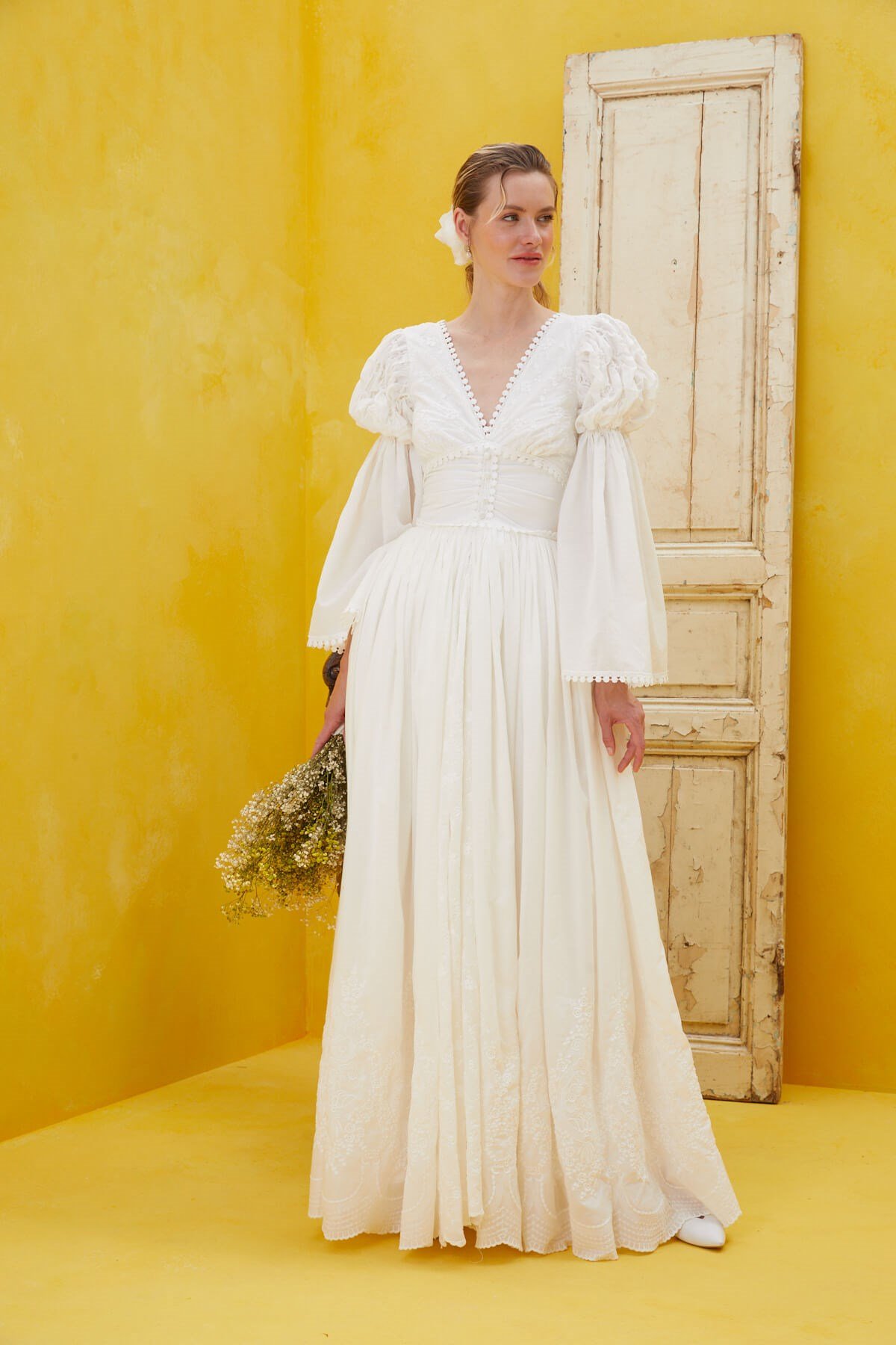 Ecru color cheap wedding dress