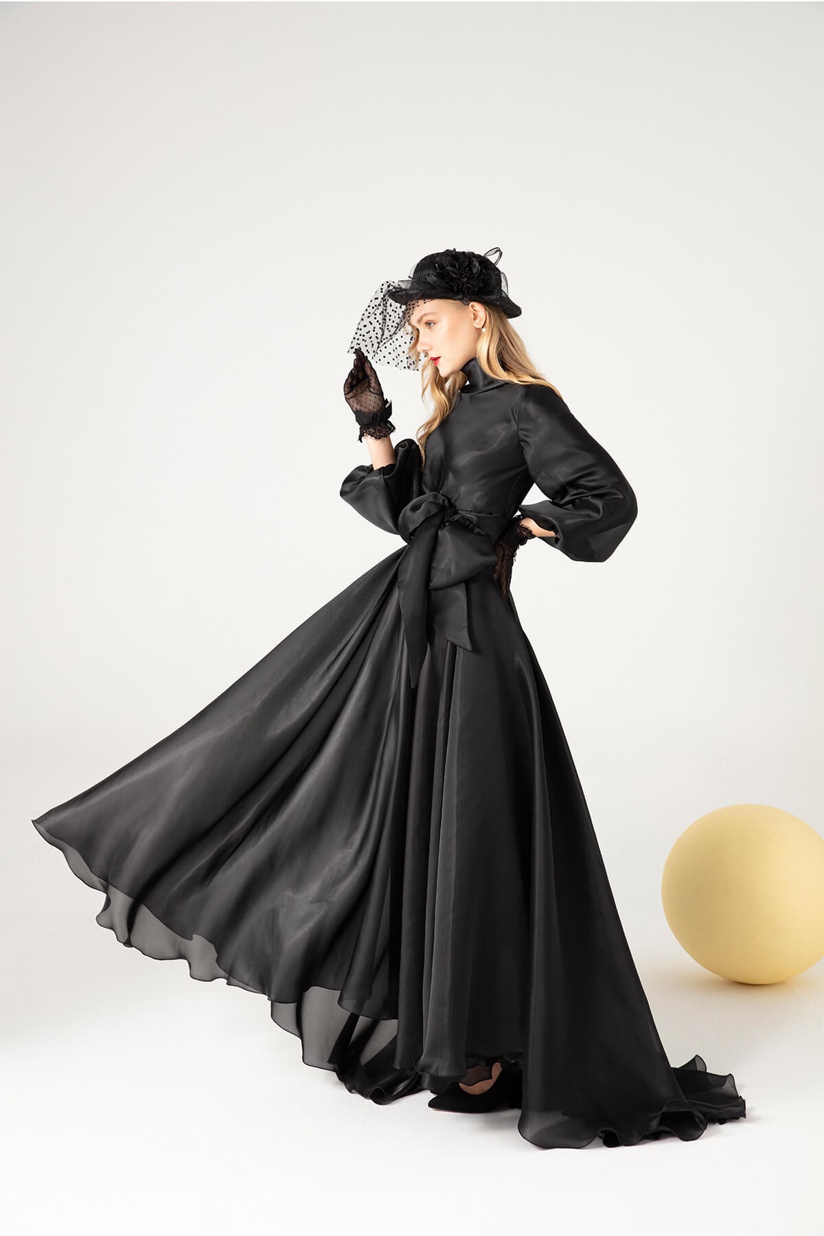 Siyah Organze Elbise - JAQAR 2020 Black Koleksiyonu - Tesettür Giyim