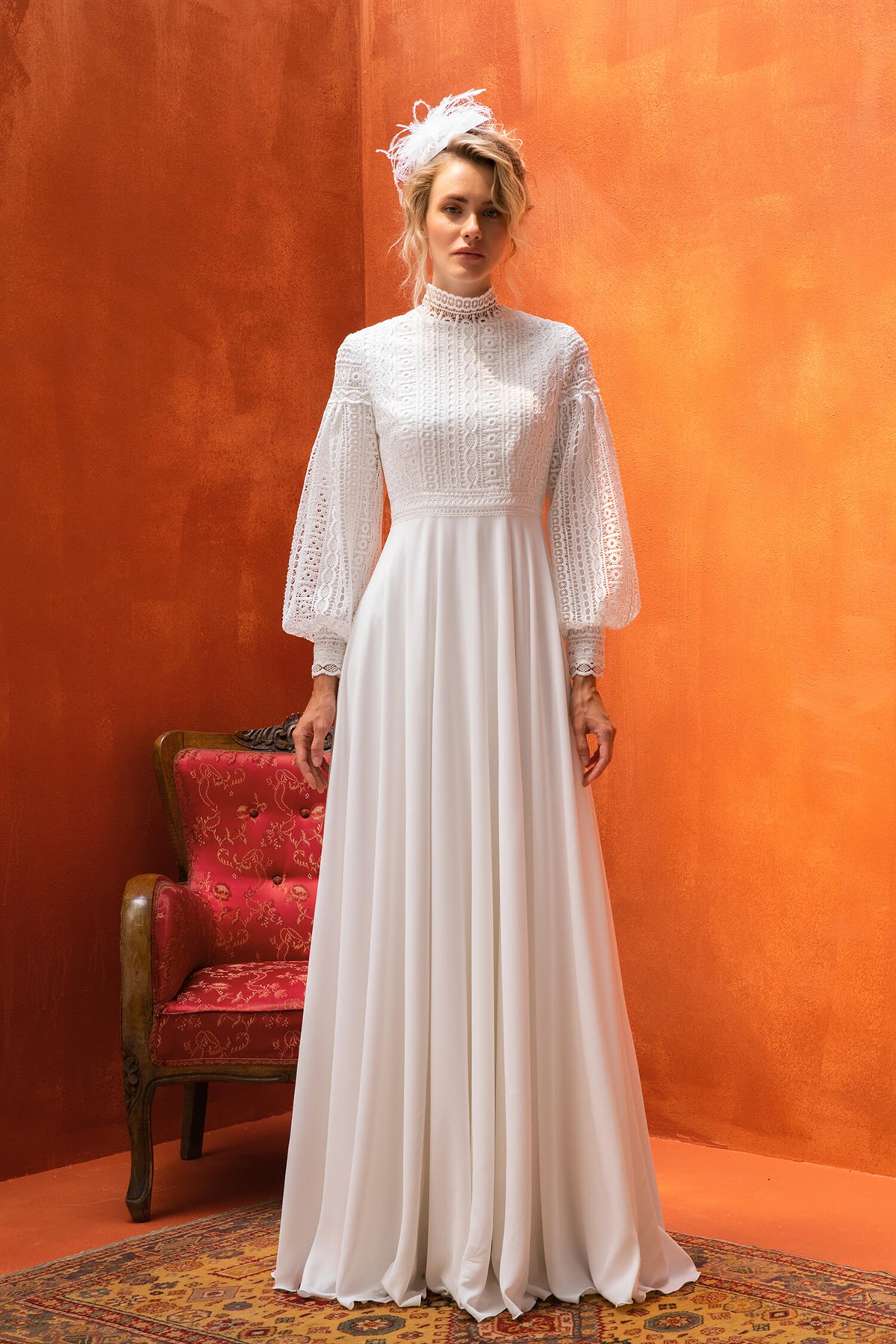Vintage Cotton Lace Garnish Wedding Dress