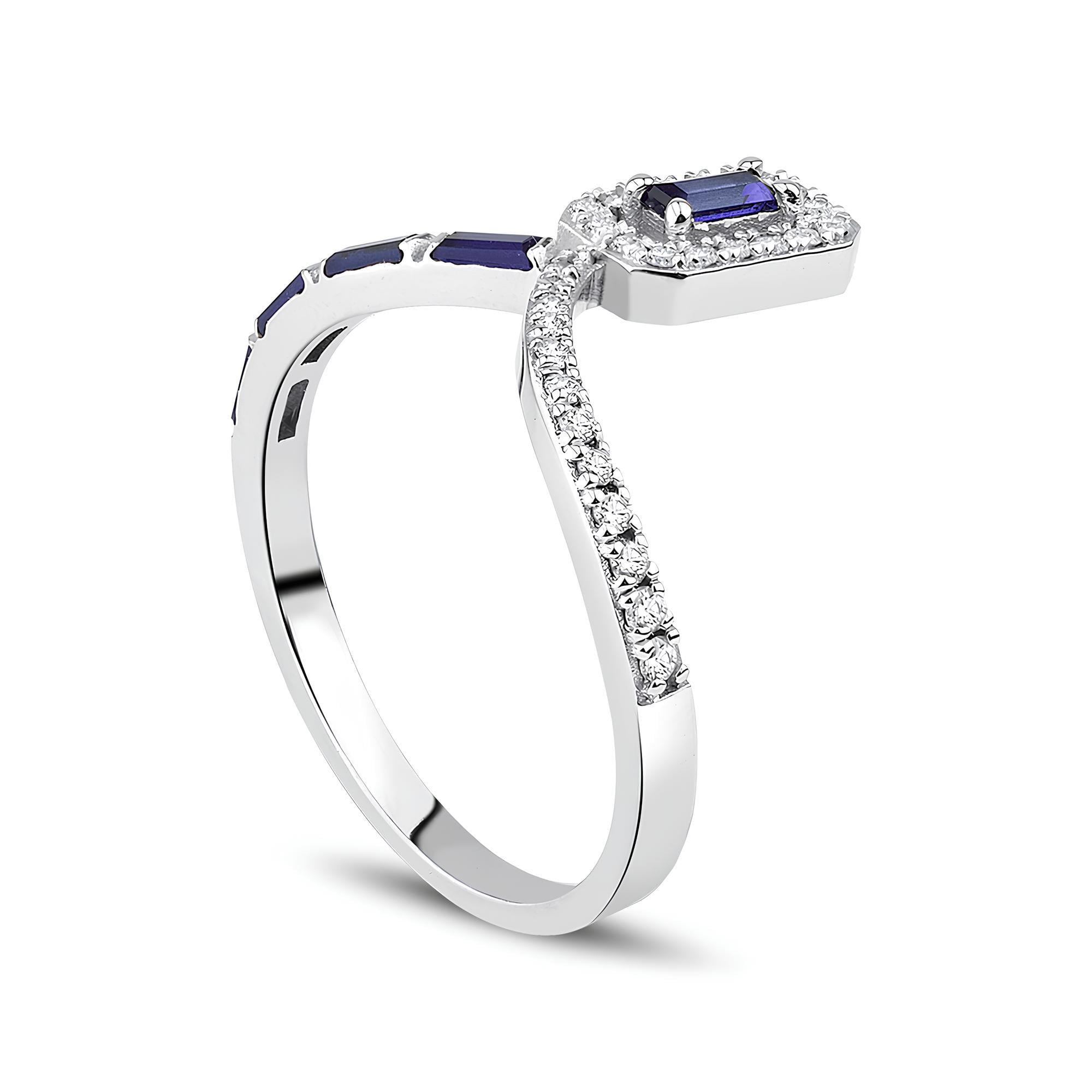 0.42 Karat Pırlanta Safir Yüzük