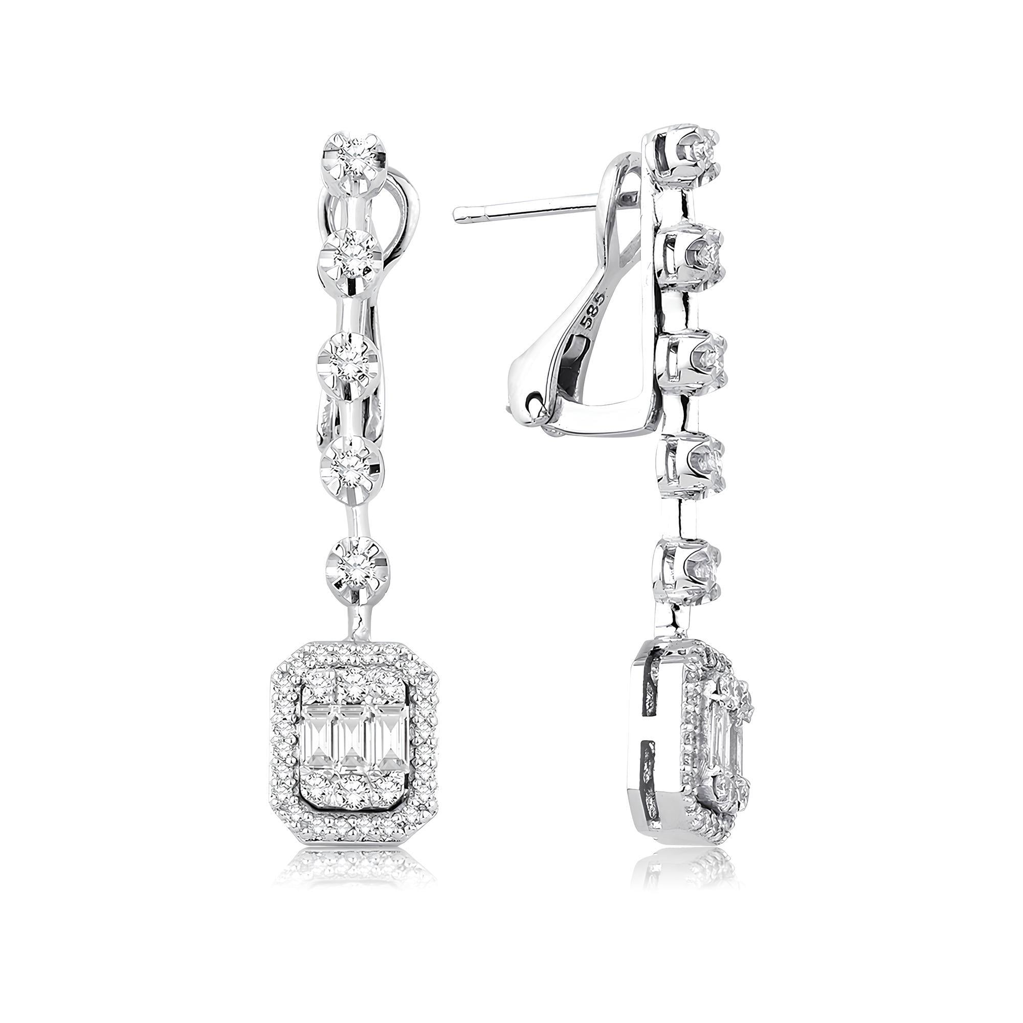 0.71 Karat Pırlanta Baget Küpe