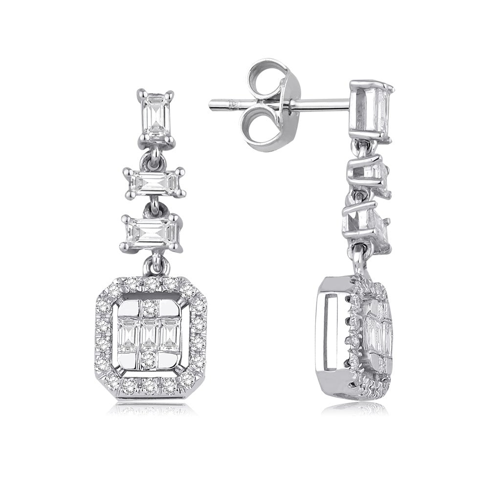 0.65 Karat Pırlanta Baget Küpe