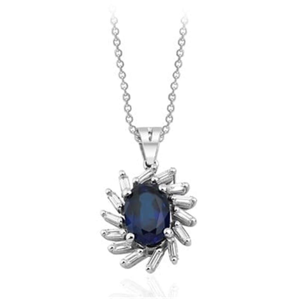 0.80 Karat Pırlanta Safir Kolye