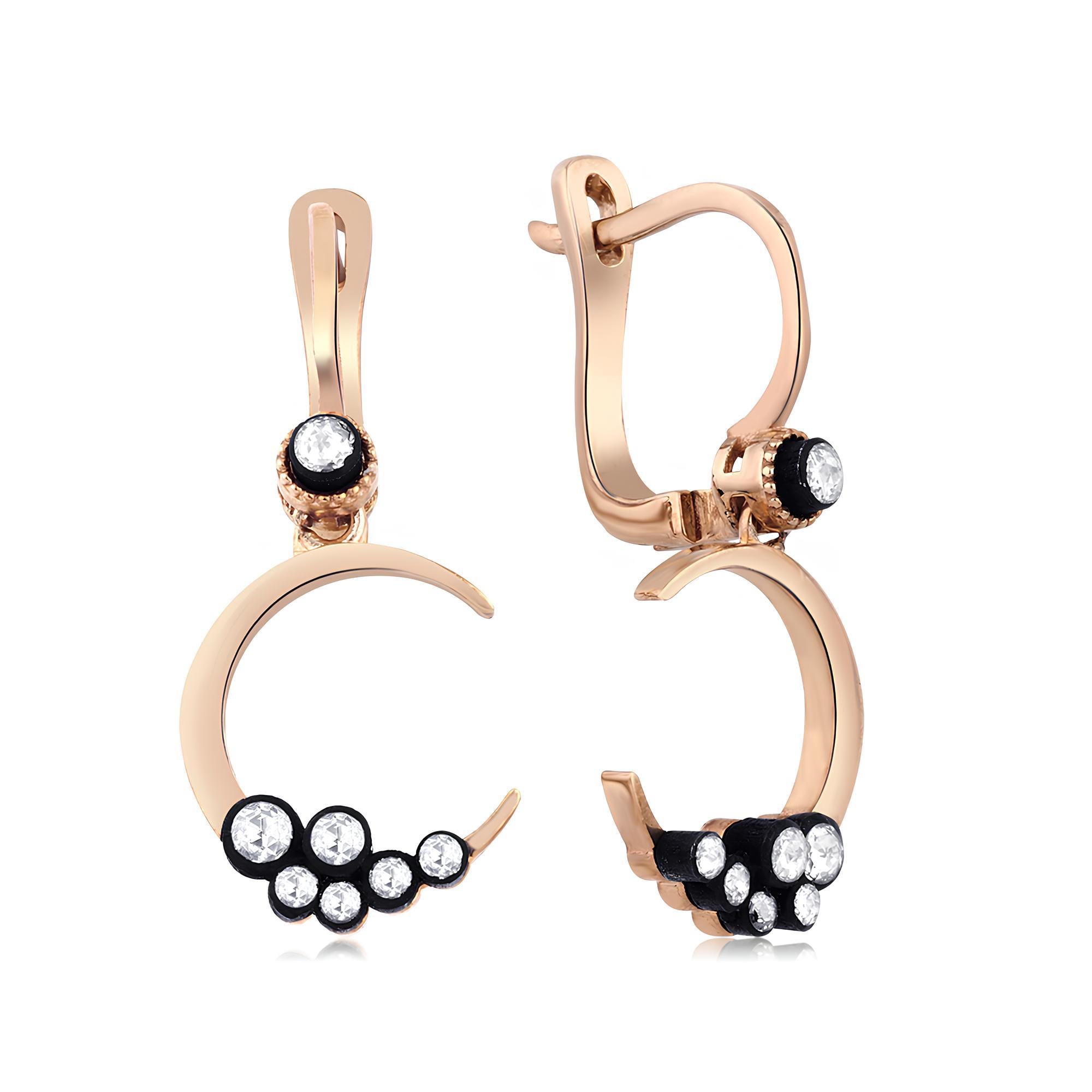 0.24 Karat Tasarım Elmas Ay Küpe