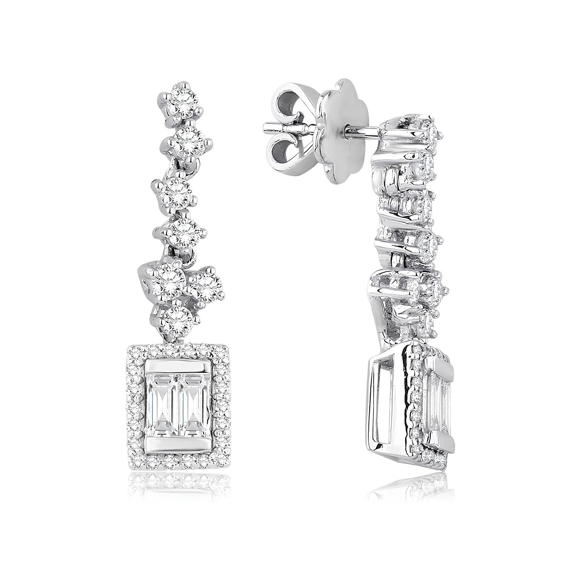 0.84 Karat Pırlanta Baget Küpe