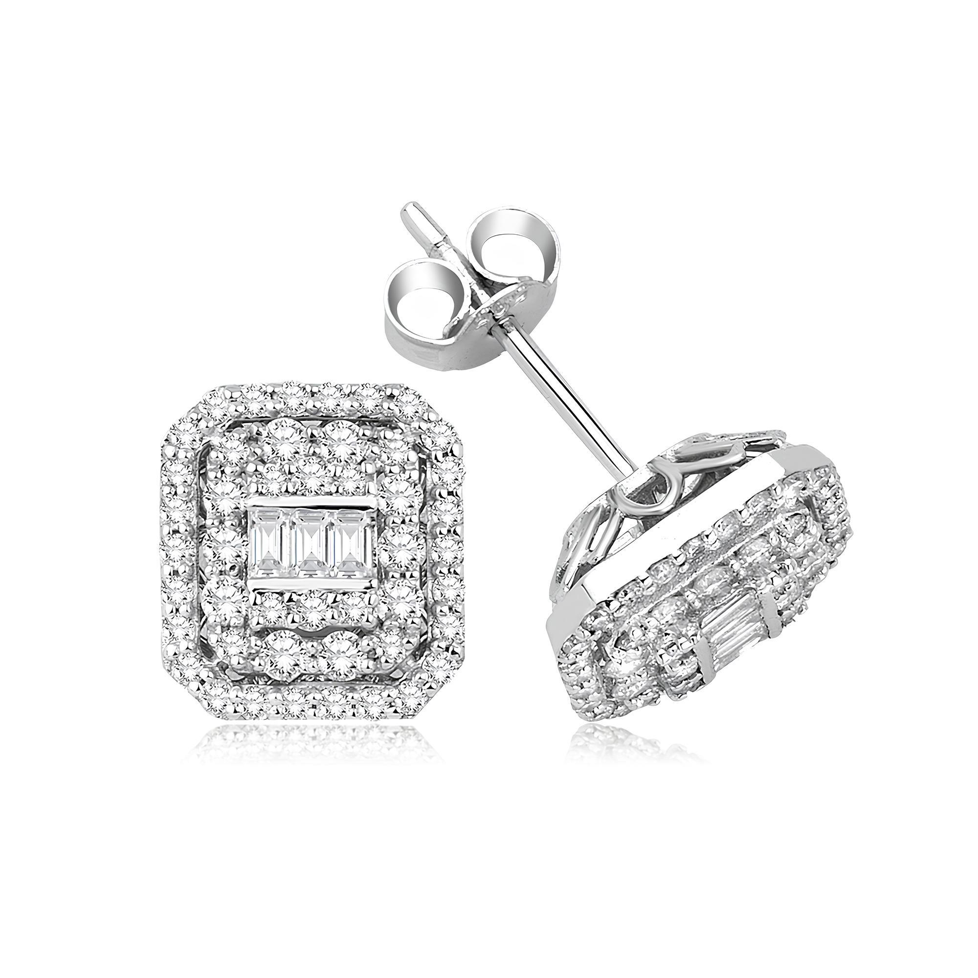 0.50 Karat Pırlanta Baget Küpe