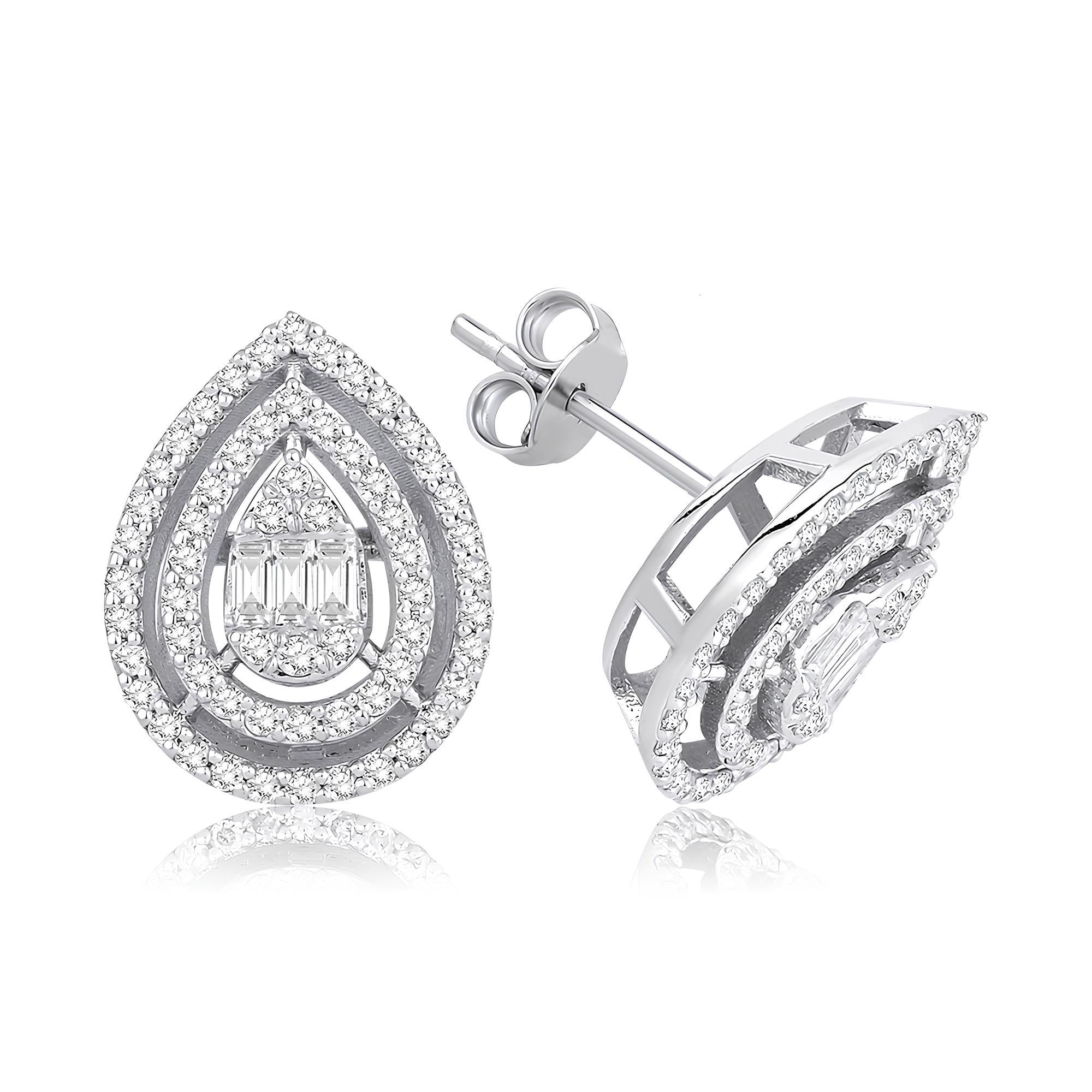 0.71 Karat Pırlanta Baget Tasarım Küpe