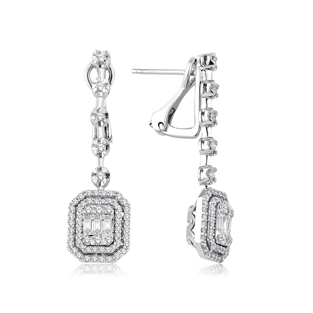 0.90 Karat Pırlanta Baget Küpe