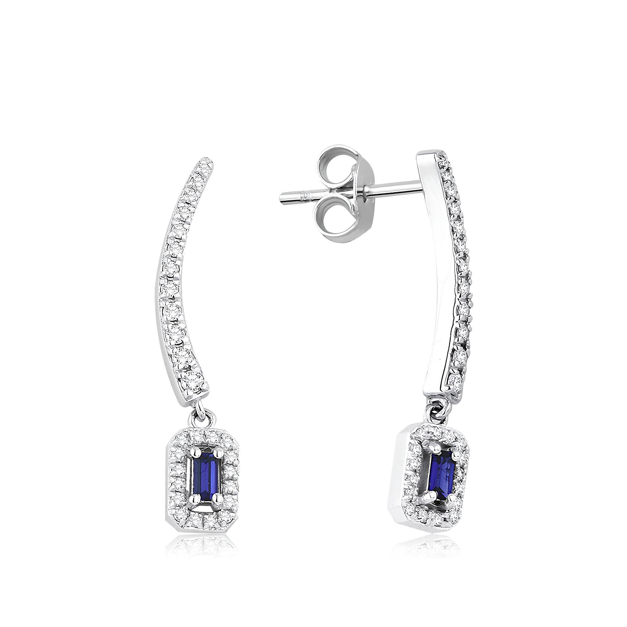 0.39 Karat Pırlanta Safir Küpe