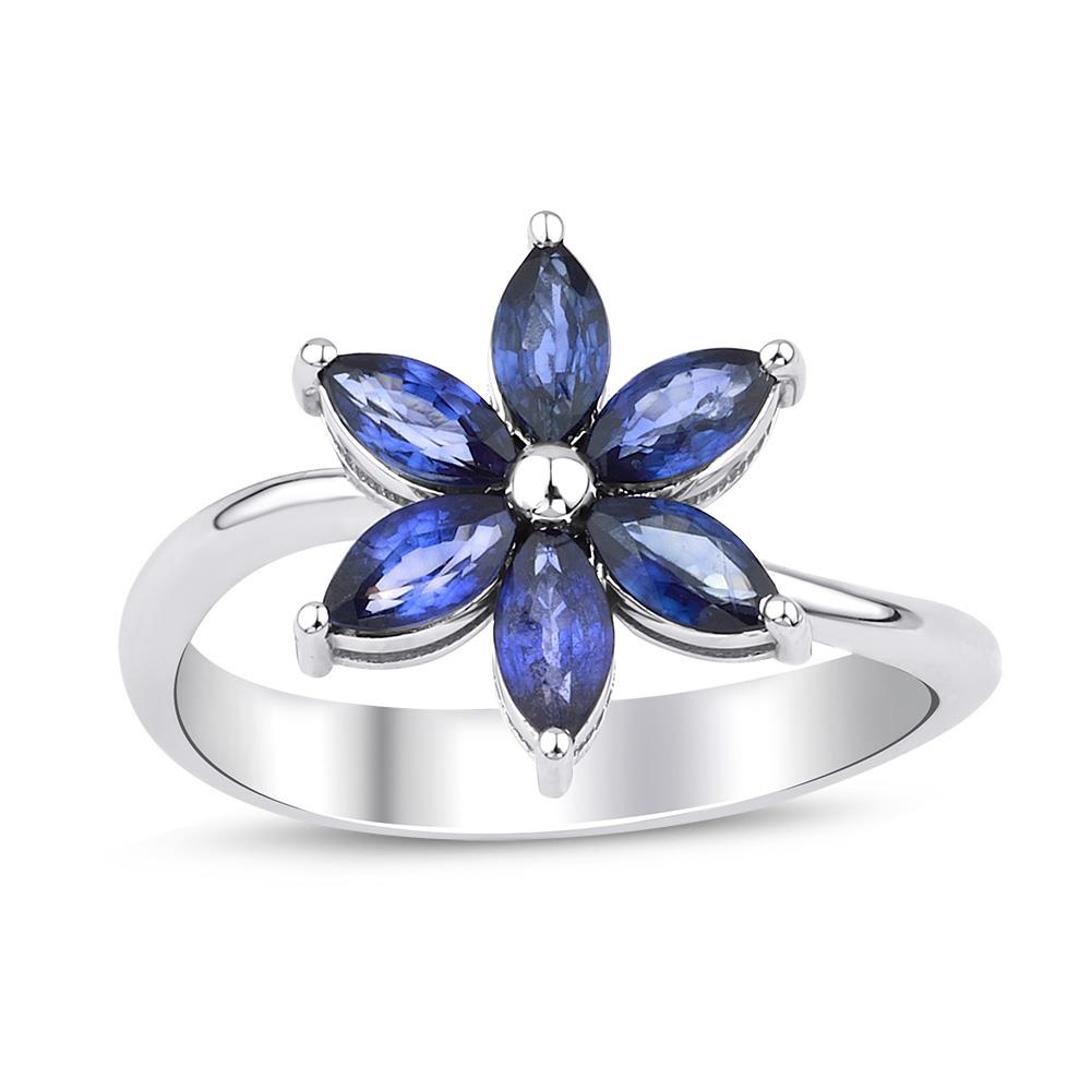 1.14 Karat Çiçek Pırlanta Safir Yüzük