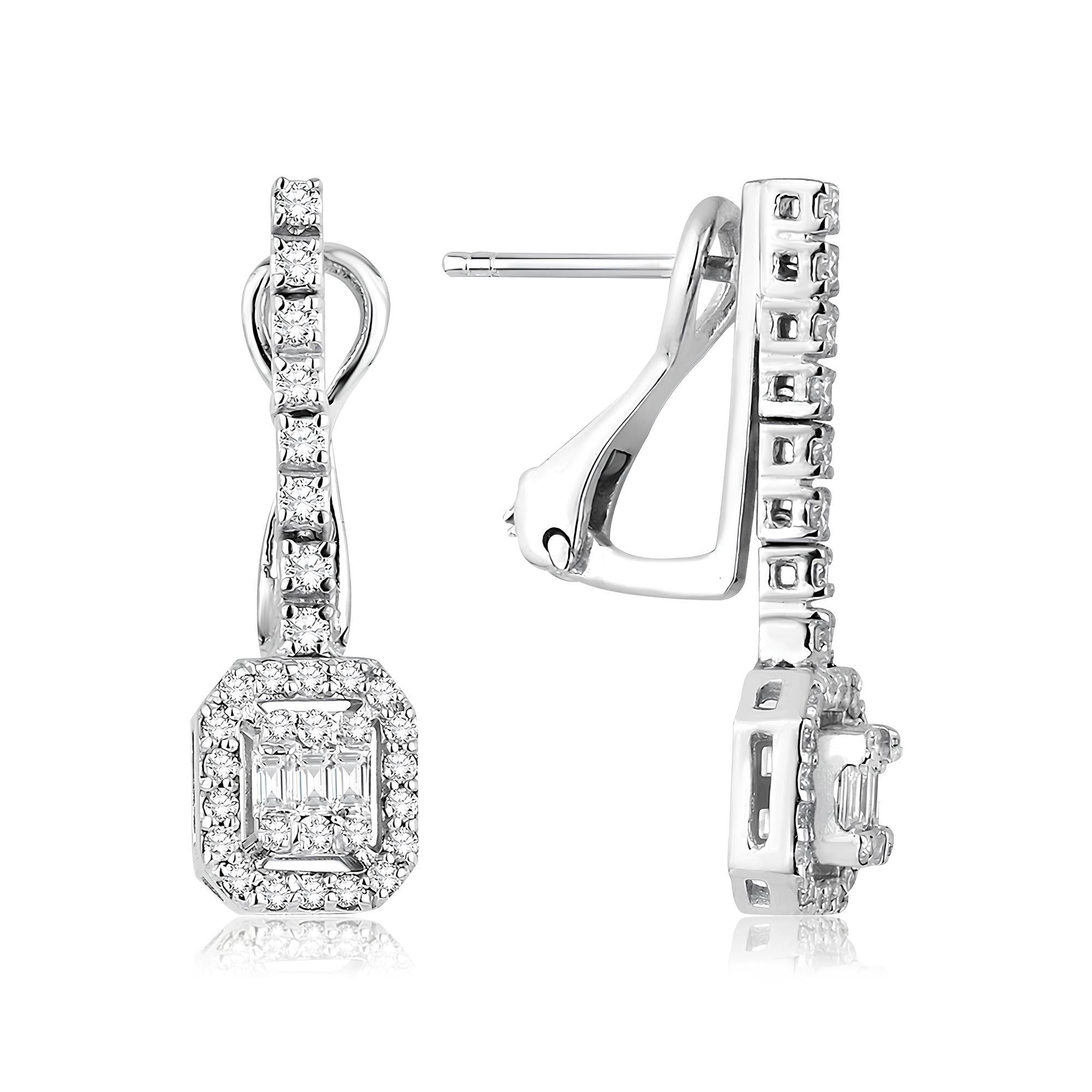 1.16 Karat Pırlanta Baget Küpe