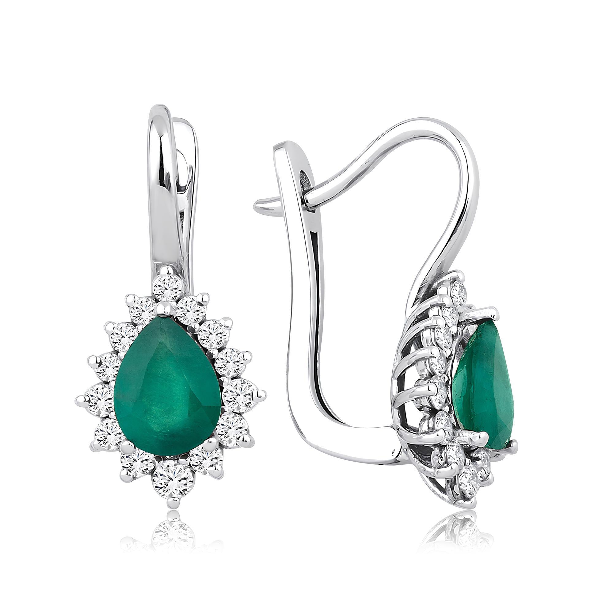 2.63 Karat Pırlanta Zümrüt Küpe