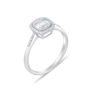 0.25 Karat Pırlanta Baget Yüzük Sevgililer Günü Özel