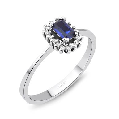 0.45 Karat Pırlanta Safir Yüzük