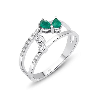 0.10 Karat Pırlanta Zümrüt Yüzük