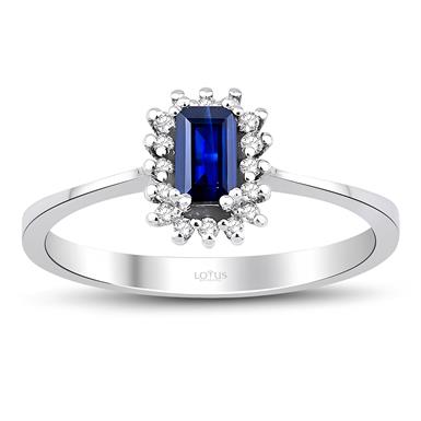 0.45 Karat Pırlanta Safir Yüzük