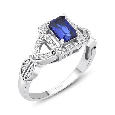 0.86 Karat Pırlanta Safir Yüzük