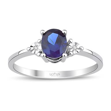 0.77 Karat Pırlanta Safir Yüzük