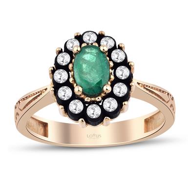 0.54 Karat Elmas Zümrüt  Yüzük