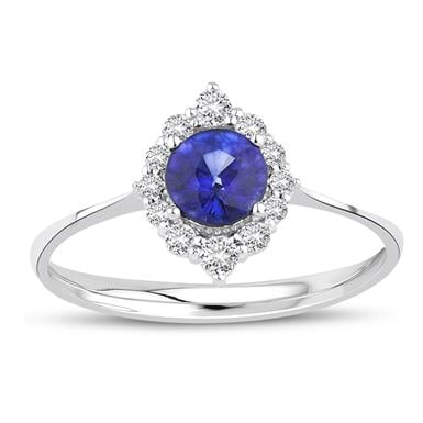 0.72 Karat Pırlanta Safir Yüzük