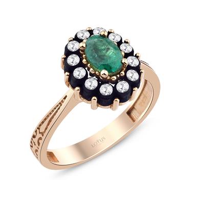 0.54 Karat Elmas Zümrüt  Yüzük