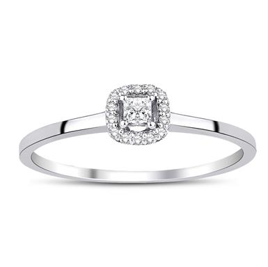 0.13 Karat Pırlanta Prenses Kesim Tasarım Yüzük