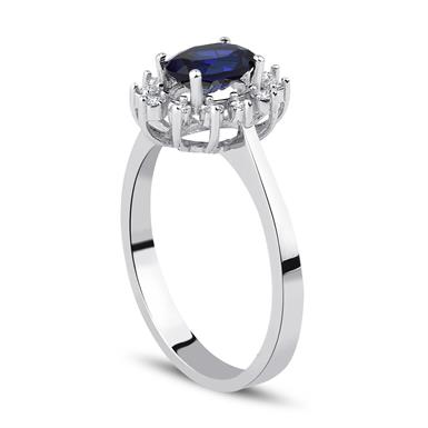 1.08 Karat Pırlanta Safir Yüzük