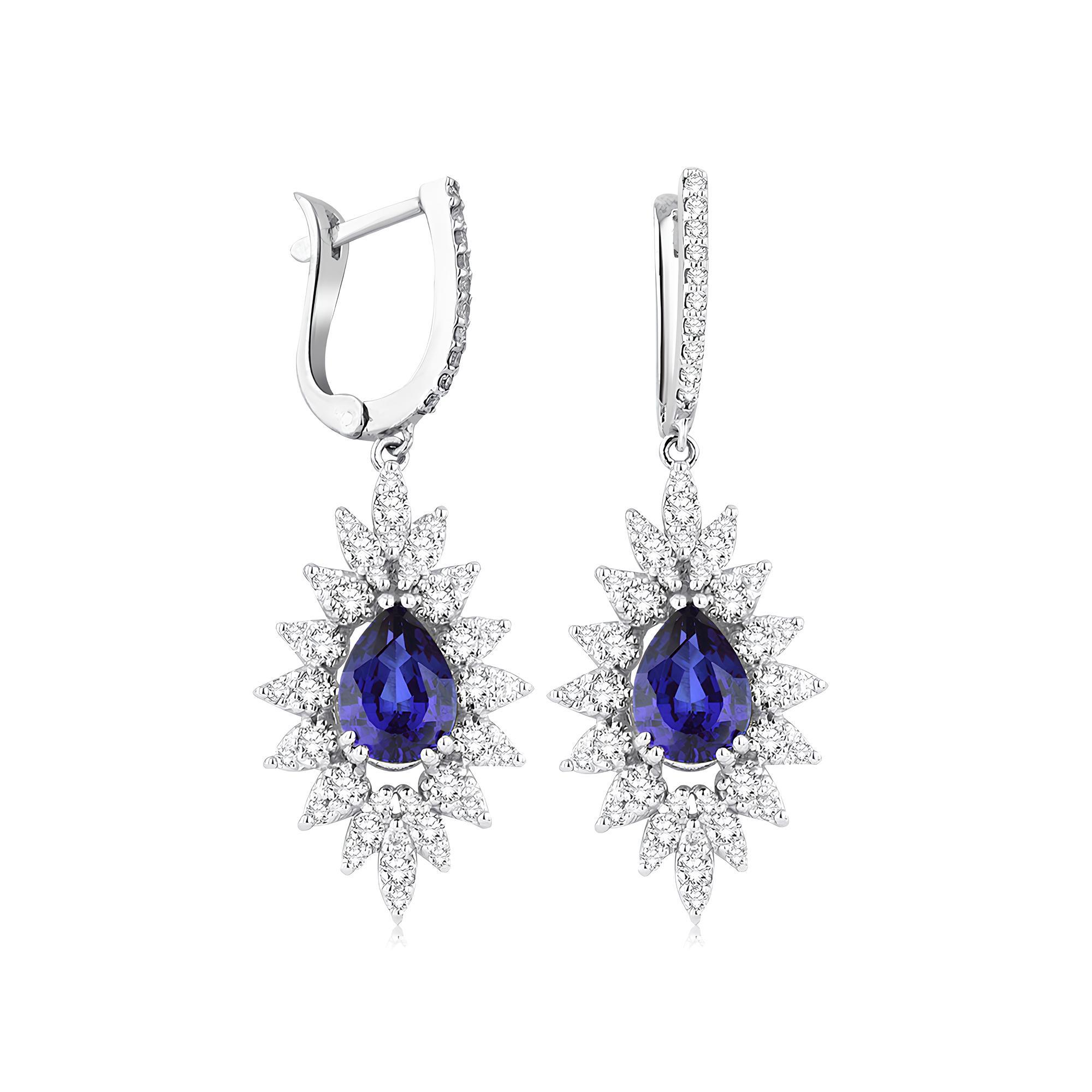 4.15 Karat Pırlanta Safir Küpe