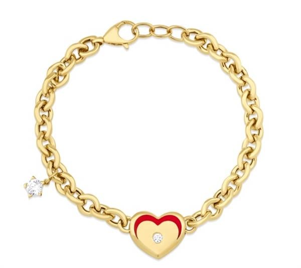 MİNELİ ALTIN KALP TASARIM BİLEKLİK