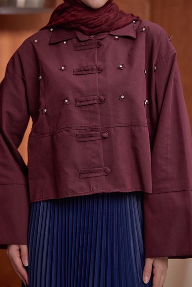 Çiçekli Gömlek Burgundy