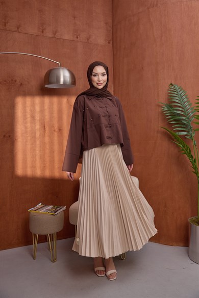 Çiçekli Gömlek Kahve